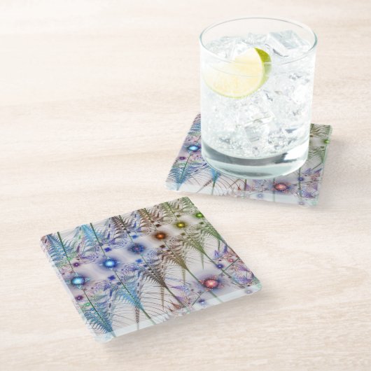 シダの花抽象芸術 ガラスコースター (アングル)