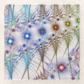 シダの花抽象芸術 ガラスコースター (正面)