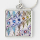 シダの花抽象芸術 キーホルダー (正面)