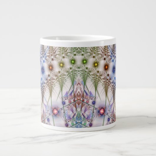 シダの花抽象芸術 ジャンボコーヒーマグカップ (正面)