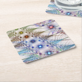 シダの花抽象芸術 スクエアペーパーコースター