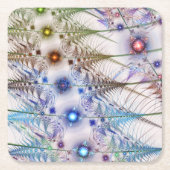 シダの花抽象芸術 スクエアペーパーコースター (正面)