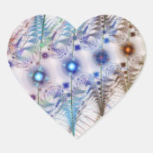 シダの花抽象芸術 ハートシール (正面)