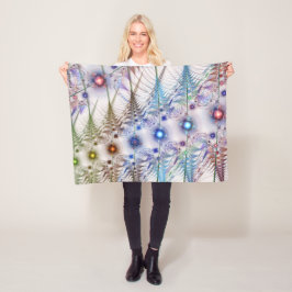 シダの花抽象芸術 フリースブランケット