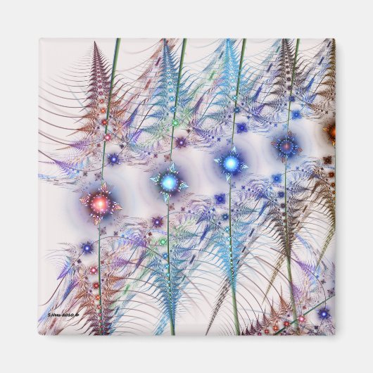 シダの花抽象芸術 マグネット (正面)