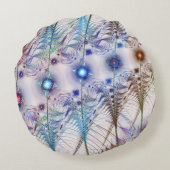 シダの花抽象芸術 ラウンドクッション (裏面)