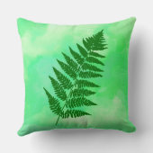 シダの花、緑の水彩背景 クッション (裏面)