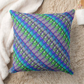 シダの芸術または写真のDiagのストリップの青か緑の大きいクッション クッション (ブランケット)