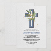 シダの葉と十字架 宗教的な招待状 招待状 (正面/裏面)