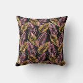 シダの葉のデザイン(ピンクと金ゴールド) クッション (裏面)