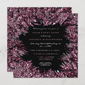 シダの葉のフレーム結晶バーガンディーピンクブラック 招待状 (正面/裏面)