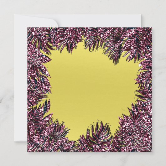 シダの葉のフレーム金属ブルゴーニュ赤い黄色 招待状 (裏面)