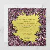 シダの葉のフレーム金属ブルゴーニュ赤い黄色 招待状 (正面)