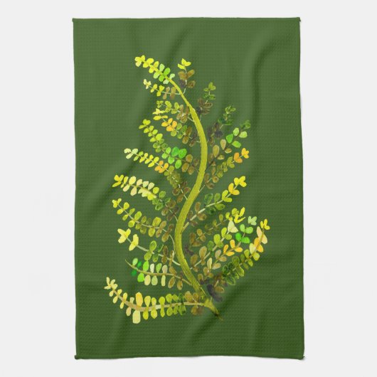 シダの葉の植物芸術 キッチンタオル (縦)