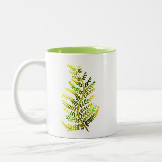 シダの葉の植物芸術 ツートーンマグカップ (左)