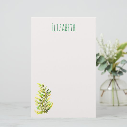 シダの葉の植物芸術 便箋 (スタンド正面)