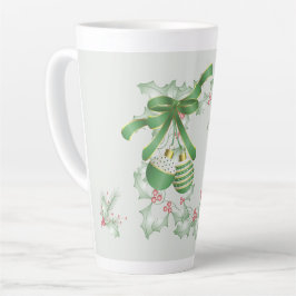 シダの葉グリーン ピンク クリスマス カフェラテマグ