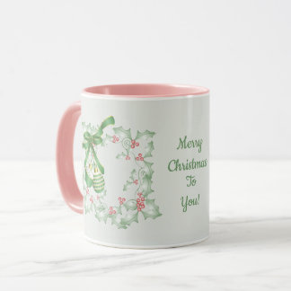 シダの葉グリーン ピンク クリスマス マグカップ