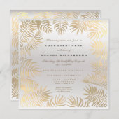 シダの葉フレーム セピア ゴールド メタリック シルバー グレー 招待状 (正面/裏面)