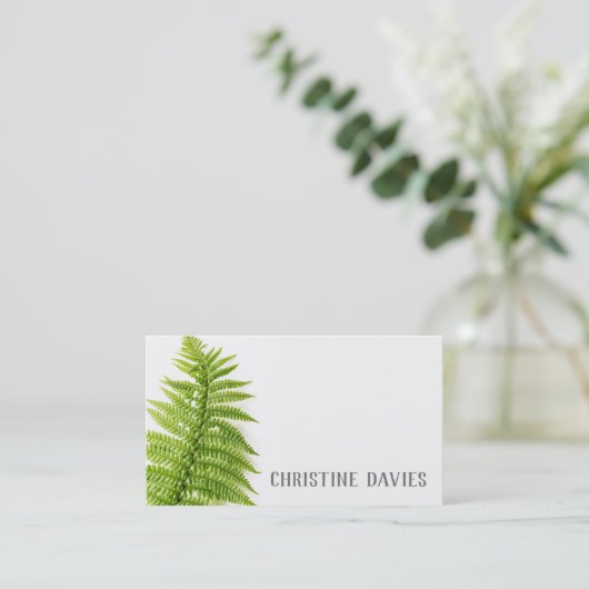 シダの葉、エキゾチックな植物、花の名刺 名刺 (スタンド正面)