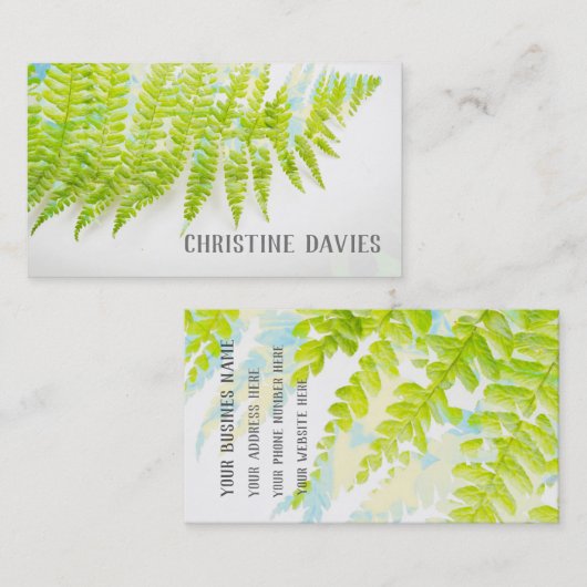 シダの葉、エキゾチックな植物、花の名刺 名刺 (正面/裏面)