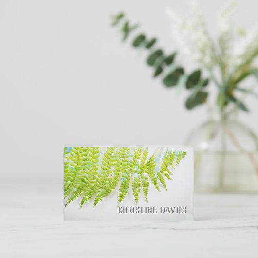 シダの葉、エキゾチックな植物、花の名刺 名刺 (スタンド正面)