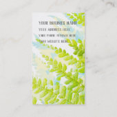 シダの葉、エキゾチックな植物、花の名刺 名刺 (裏面)