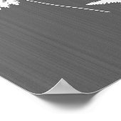 シダの葉，木炭の上に白/ Gray ポスター (角)