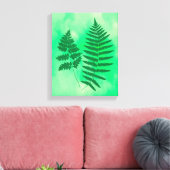 シダの葉、水の色の緑の背景のキャンバス キャンバスプリント (インサイチュ (リビング))