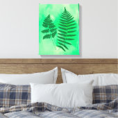 シダの葉、水の色の緑の背景のキャンバス キャンバスプリント (インサイチュ (寝室))