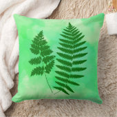 シダの葉、水の色の背景に緑 クッション (ブランケット)