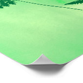 シダの葉、水の色の背景に緑 ポスター (角)