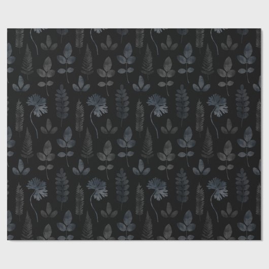 シダの葉（黒） ラッピングペーパー (フラット)