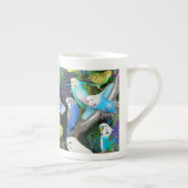 シダの骨灰磁器のマグのセキセイインコのオウム ボーンチャイナマグカップ (右)