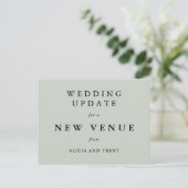 シダグリーンの結婚式場変更のお知らせカード ポストカード (スタンド正面)
