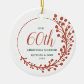 シダリースパーソナライズされた60thクリスマ結婚したス セラミックオーナメント (正面)