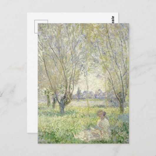 シダレヤナギの女、モネ 1880 ポストカード (正面/裏面)
