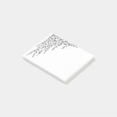 シダレヤナギの白黒の枝は木を去ります ポストイット (アングル)