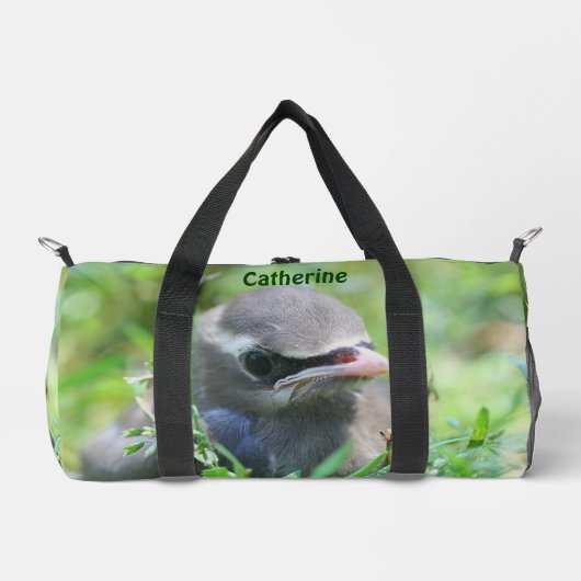 シダーの羽ばたきパーソナライズされた鳥 ダッフルバッグ (正面)