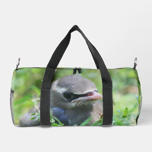 シダーの羽ばたきパーソナライズされた鳥 ダッフルバッグ (裏面)