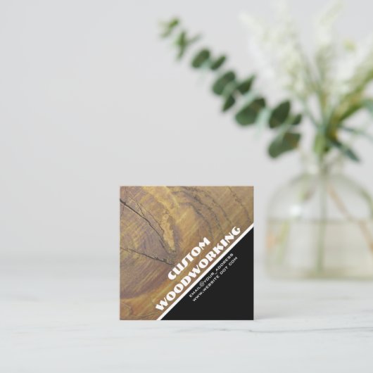 シダーウッドノットクローズアップ写真 スクエア名刺 (スタンド正面)