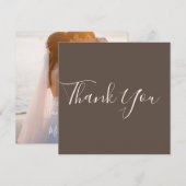 シダーエレガントブラウン写真結婚のサンキューカード サンキューカード (正面/裏面)