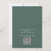 シダーグリーンのタイポグラフィスクリプトの結婚式 + QR 詳細 招待状 (裏面)