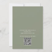 シダーグリーンのタイポグラフィースクリプトウェディング + QR 詳細 招待状 (裏面)