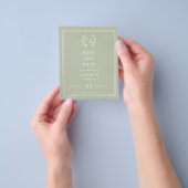 シダーグリーンのモノグラムでお得な結婚式のSave the Date  チラシ (手)