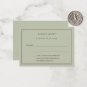 シダーグリーンの結婚式返信RSVP ノートカード (正面/裏面インサイチュ)