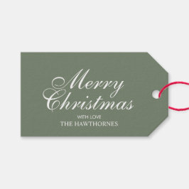 シダーグリーン エレガント スクリプト クラシック メリークリスマス ギフトタグ