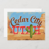 シダーシティユタカートゥーンデザートヴィンテージトラベル ポストカード (正面/裏面)