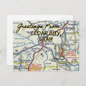 シダーシティUTヴィンテージの地図 ポストカード (正面/裏面)