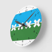 シダーパーク国旗、テキサス州 ラウンド壁時計 (傾斜)